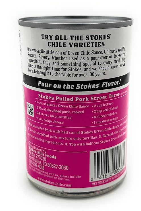 Stokes Green Chile Sauce with Pork and Jalapenos Pack of 3