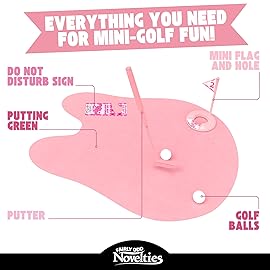 Fairly Odd Novelties Women\'s Toilet Golf Game - Pink Potty Putter Set with Mat, Flag, 2 Balls, Putter & DND Sign, Funny White Elephant & Gag Gift