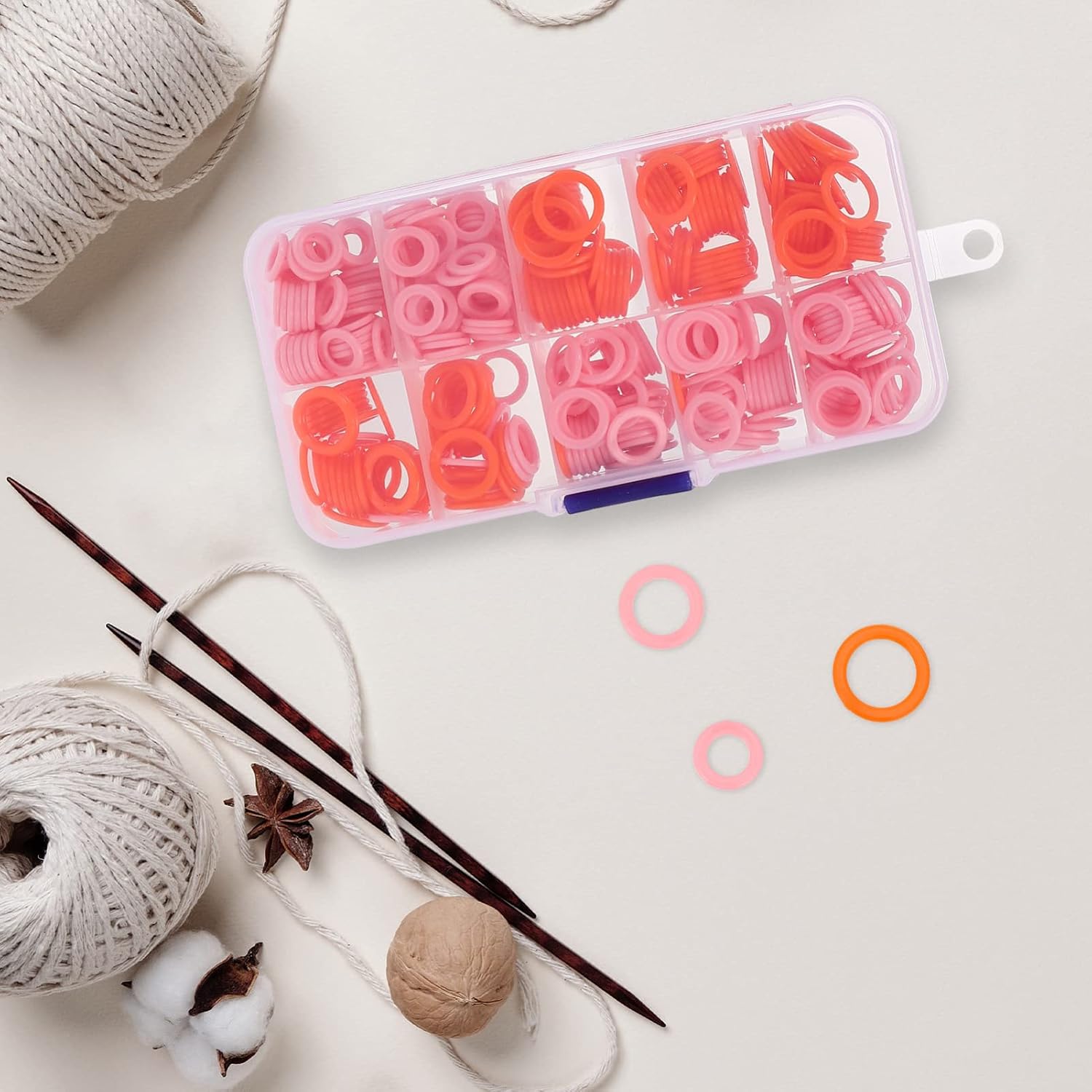 VICASKY 1350pcs Knitting Crochet Markers Lightweight Locking for Easy Pattern Tracking Storage Box Included for Crafts and Needlework