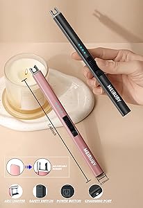 MEIRUBY Electric Candle Lighter, Christmas Stocking Stuffers Gifts for Women Mom Men Wife Sister, USB Arc Rechargeable Windproof Long Lighter for Candle BBQ Housewarming Birthday Gifts Idals