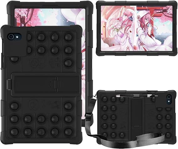 Case for Whitedeer C10-WT Tablet 10.1 inch, Silicone Stand Cover for UGRIHACH UG-C10/ZANDIZ C10/Lville LVEC10/HiGrace C10/Freeski C10/FYMLCPFY C10A/Jeazans Jzpad-X11 Tablet(Black)