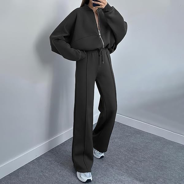 amropi Chándal de Mujer Chaqueta Sudadera con Cremallera y Pantalón Deporte Conjunto - 5