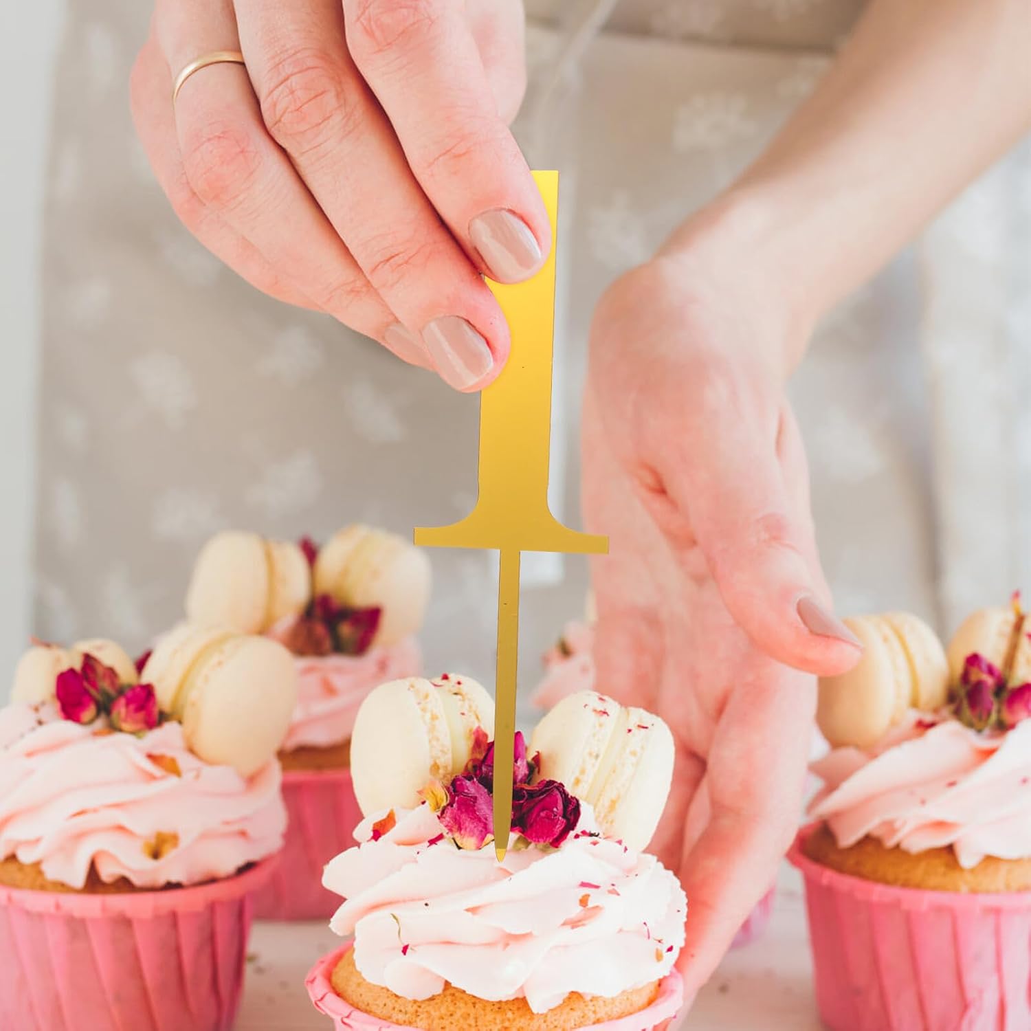 VICASKY 20pcs Acrylic Happy Birthday Cake Number Toppers, Gold Color, Non-edible Cake Decorations for Baking, Party Supplies for Birthday and Anniversary Celebration