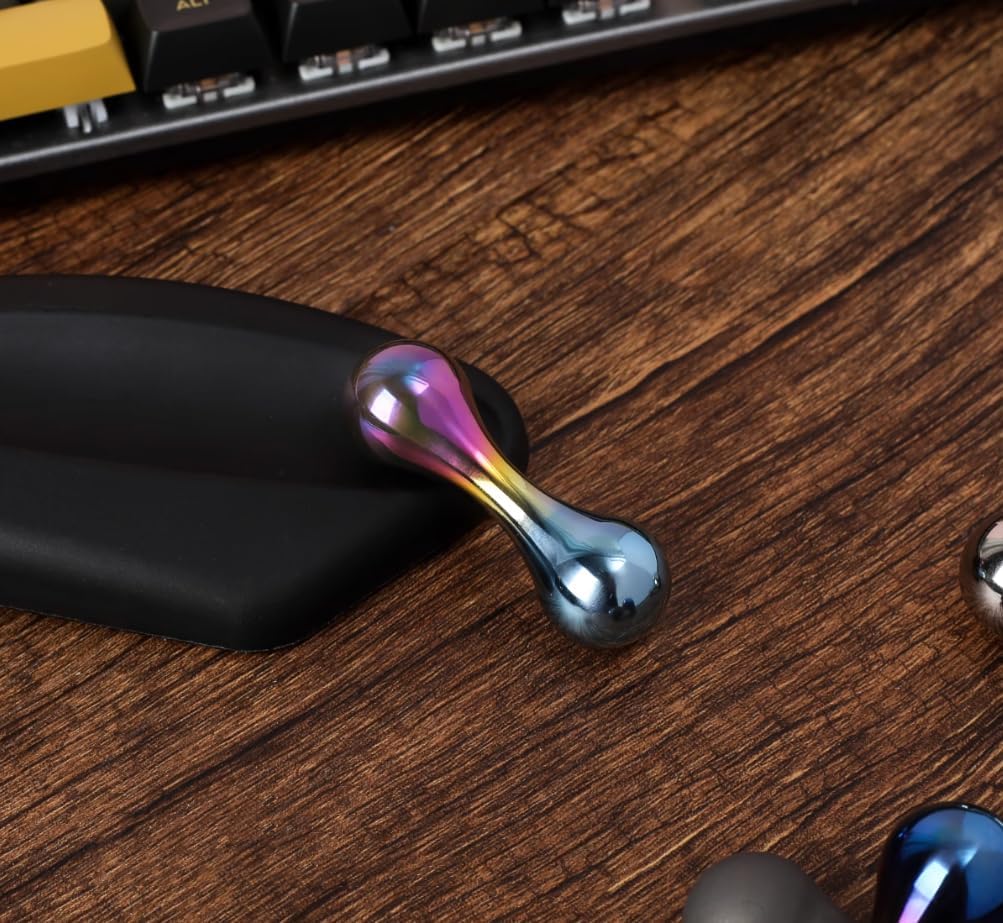 Silent Titanium Knucklebone Fidget Toys for Adults, Portable EDC Desk Toy for Office Anxiety Relief (Colorful)