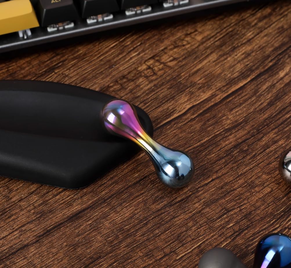 Bone-Shaped Metal Fidget Beads for Adults - Titanium & Copper Sensory Skill Toy for Anxiety Relief, ADHD Focus & Stress - Portable EDC Desk Toys for Office, Travel & Skill Training (Colorful)