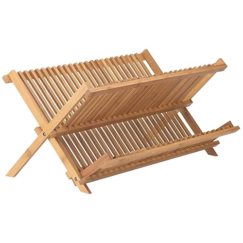 Helen’s Asian Kitchen Bamboo Foldable Compact Dish Drying Rack