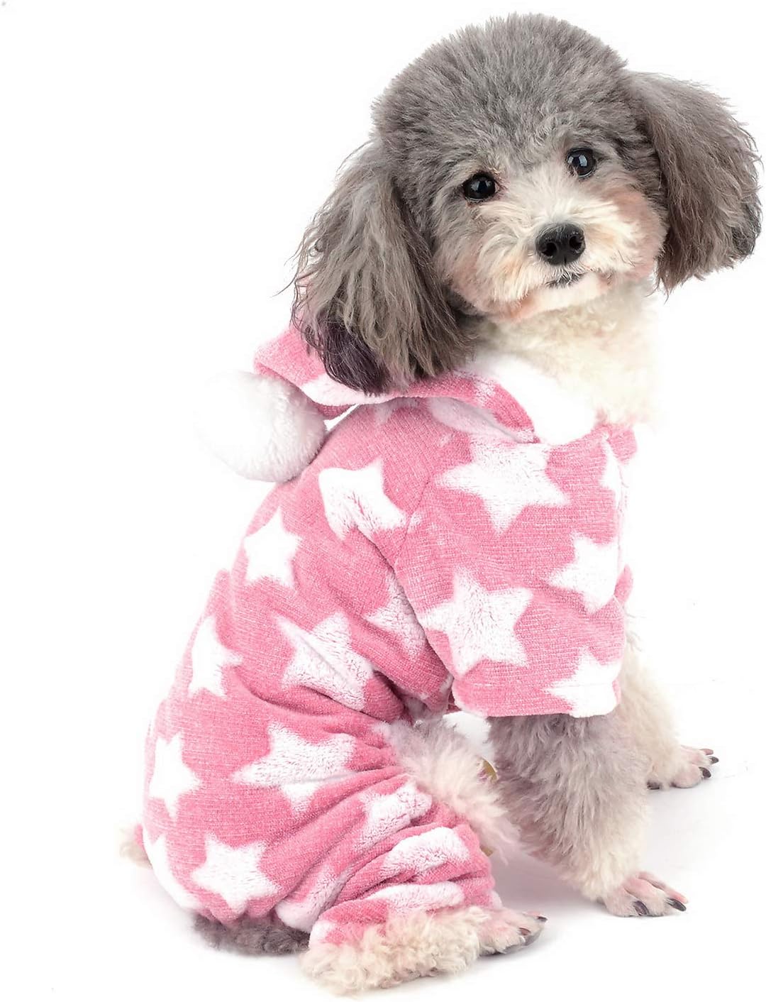 Zunea Small Dog Pyjamas Jumpsuit Puppy Hoodie Coat Clothes for Dogs Girl Boy Winter Warm Pajamas Outfits Overall Jumper Soft Pet Apparel Pink S (Pls Check the Size of Chest and Back Before Order)