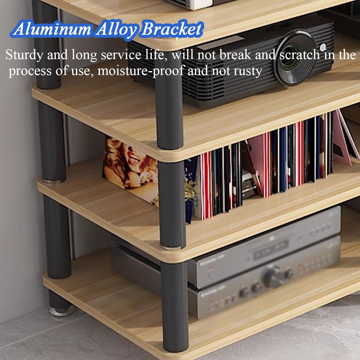 4-poziomowy stojak audio HiFi do rozrywki domowejMedia TV StandCorner Stereo TowerGramofon i wzmacniacz PółkaKonsola do gier i odtwarzacz płyt