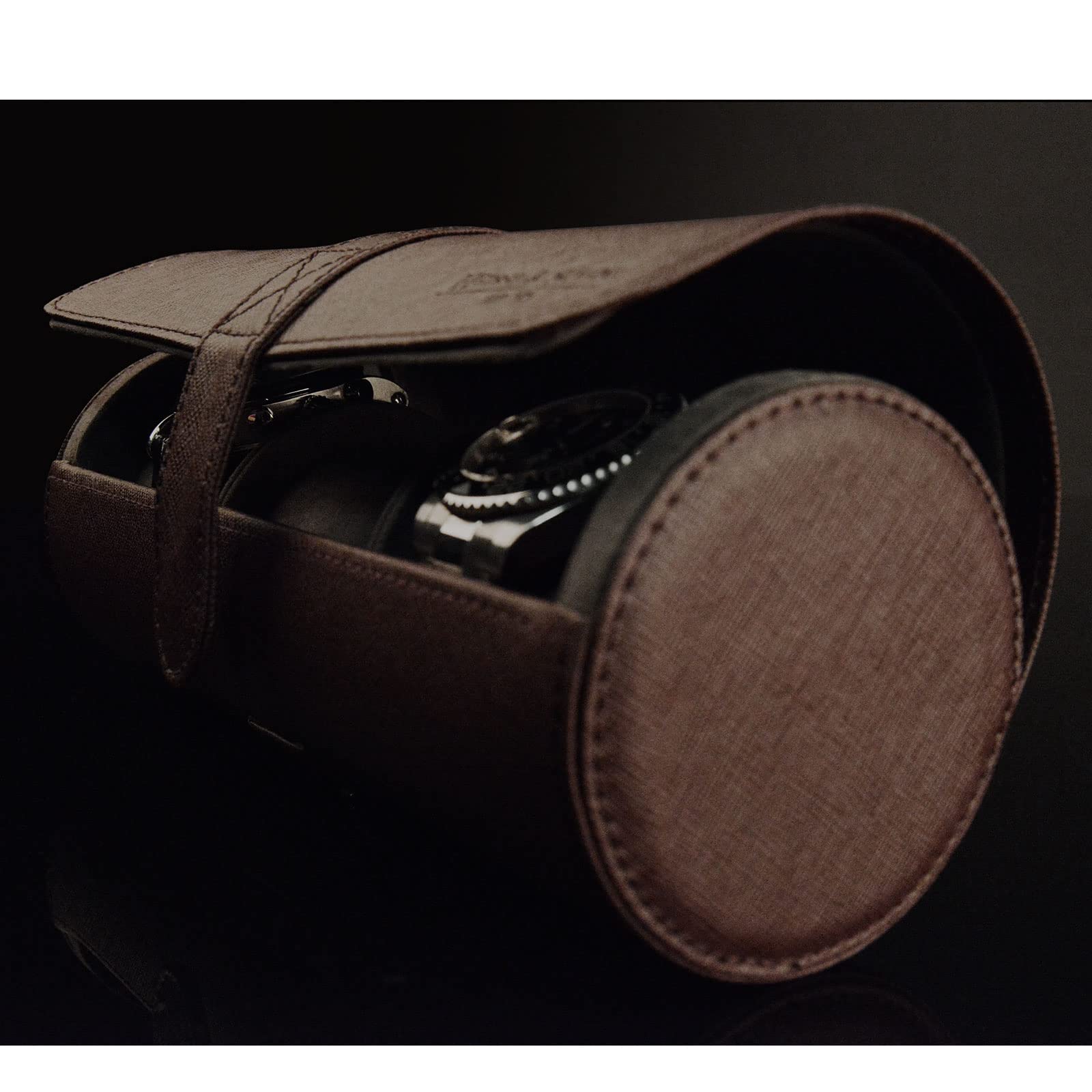 HEISSE & SÖHNE SEIT 1976 - Uhrenrolle 3 Uhren braun. Elegante Uhrenbox, Uhrenetui, Uhren Aufbewahrungsbox für Männer. Hochwertiges Reiseetui zur Uhrenaufbewahrung. Rondo das Uhren Reiseetui,