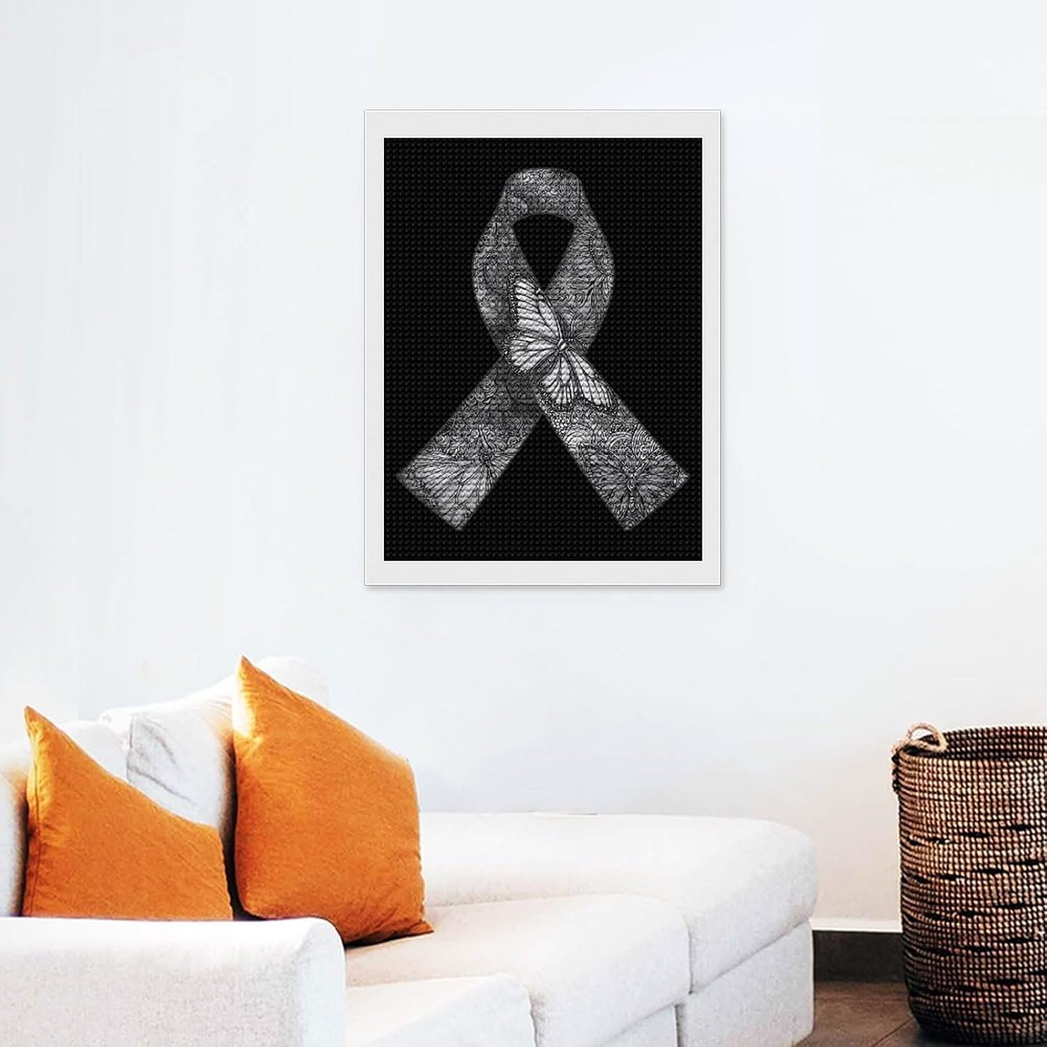 Brain Cancer Awareness Ribbon Butterflies Adults Diamond 5D Painting Kit Full Drill DIY Art Craft for Home Wall Decoration