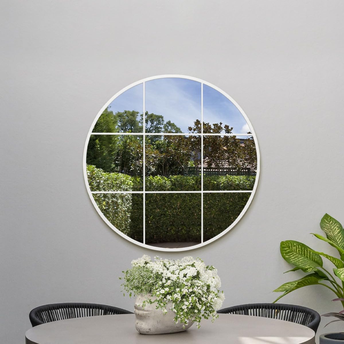 Miroir mural rond en métal blanc de qualité supérieure et dos étanche 80cm