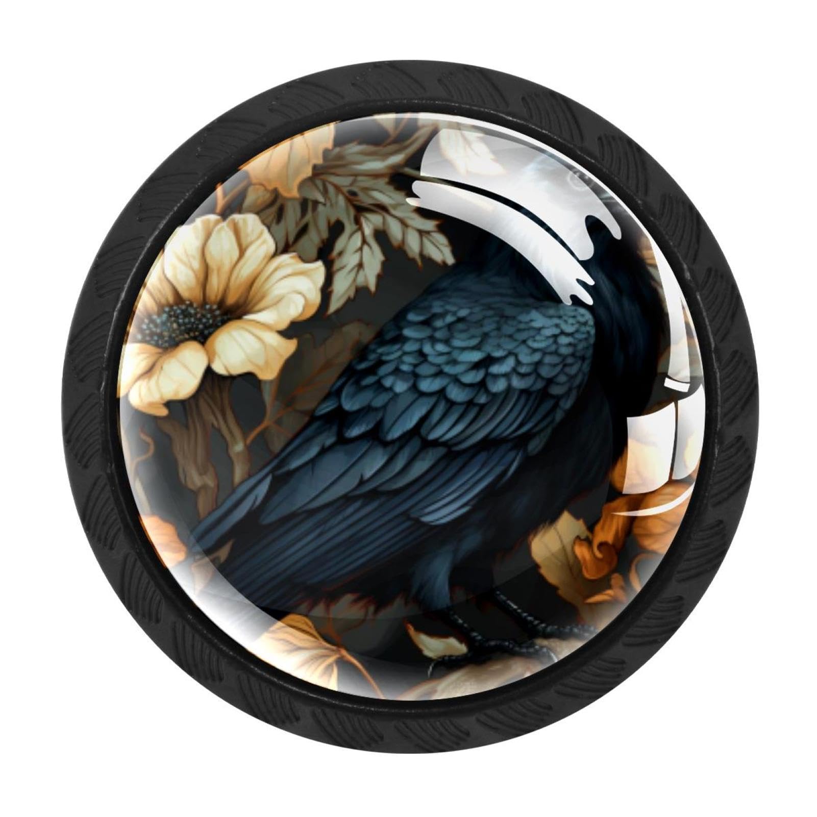 Chenzzzz Multicolored 09 4 Pack Crow Dresser Drawer Cabinet Knobs Round Crystal Glass Knobs Pulls Handles For Kitchen Wardrobe Cupboard Door Hardware