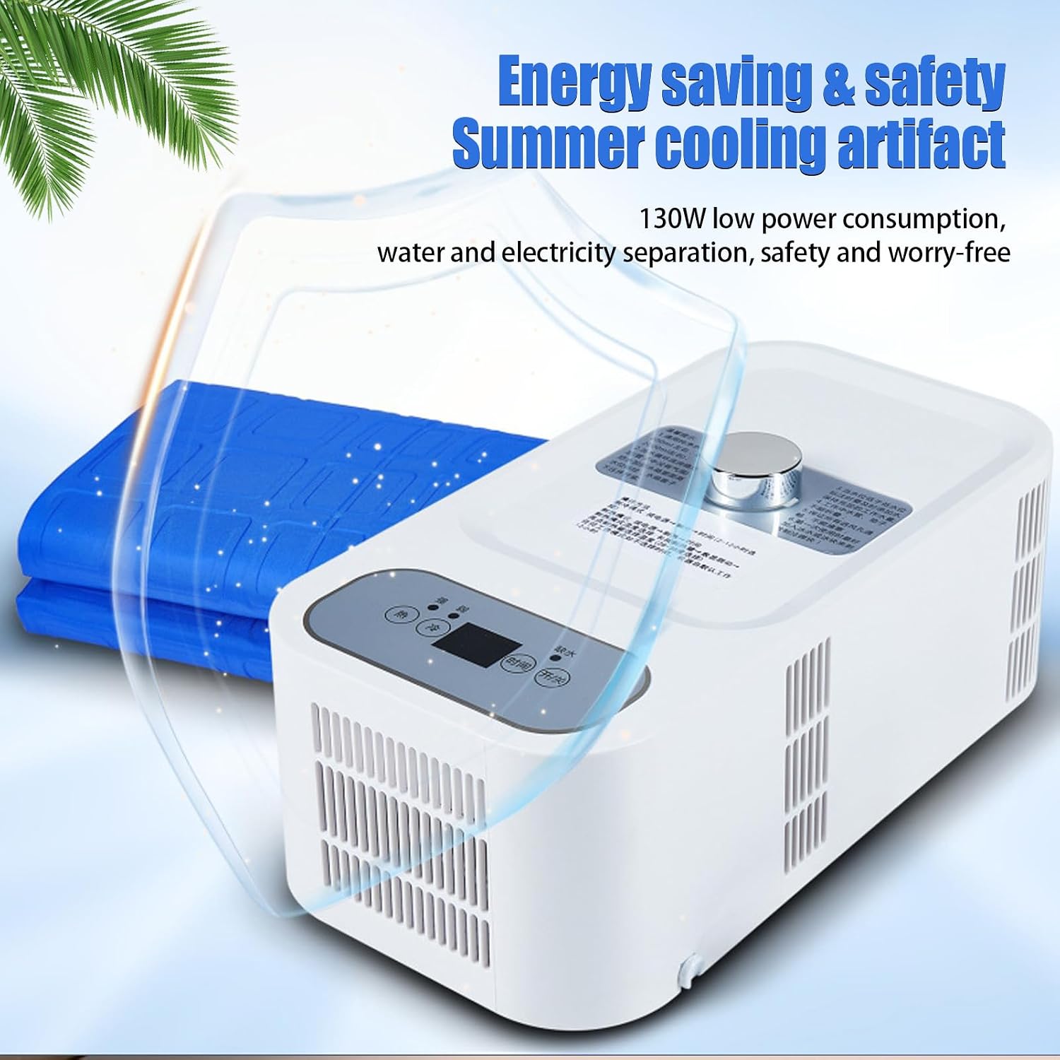 Electric Water-Cooled Topper, 130w Bed Cooling System, Cool Down 3-8℃,12 Hour Timer, Hot & Cold Functions, 160×70cm Water Cooling Mattress Pad, for in Summer Cooling and Optimized Sleep Two Persons