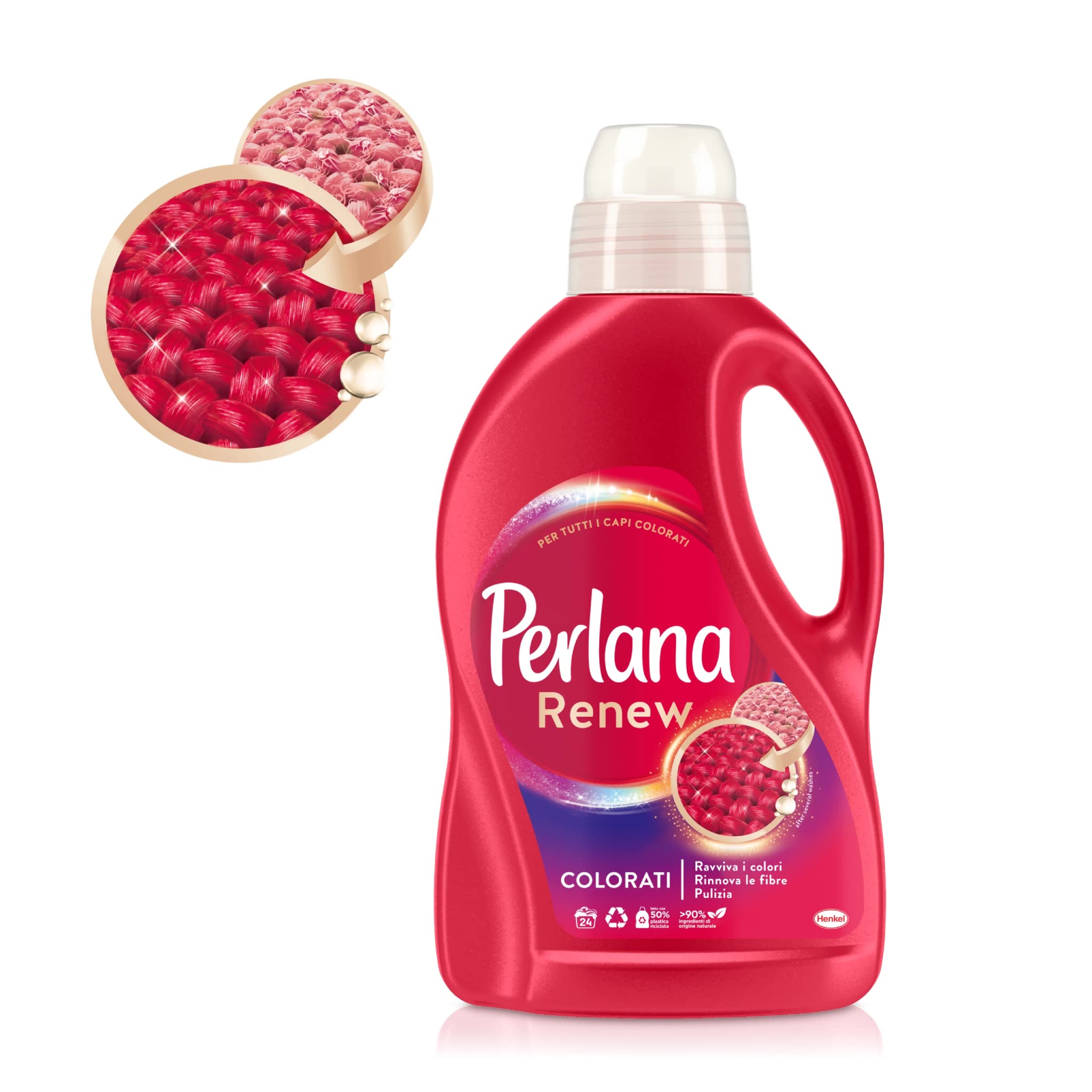 Perlana Renew, kolorowe środki do prania w pralce, wszystkie kolorowe ubrania, odświeża kolory i odświeżenie włókien, 24 sztuki prania