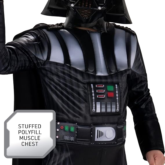Star Wars Darth Vader Official Youth Costume - Premium Quality Padded Jumpsuit with Plastic Mask and Detachable Cape