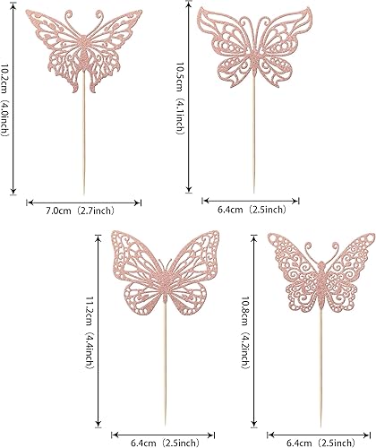 Miniatura 2 de Paquete de 24 adornos de mariposa para cupcakes con purpurina ensamblados de mariposa para baby shower, niños y niñas, fiesta de cumpleaños,