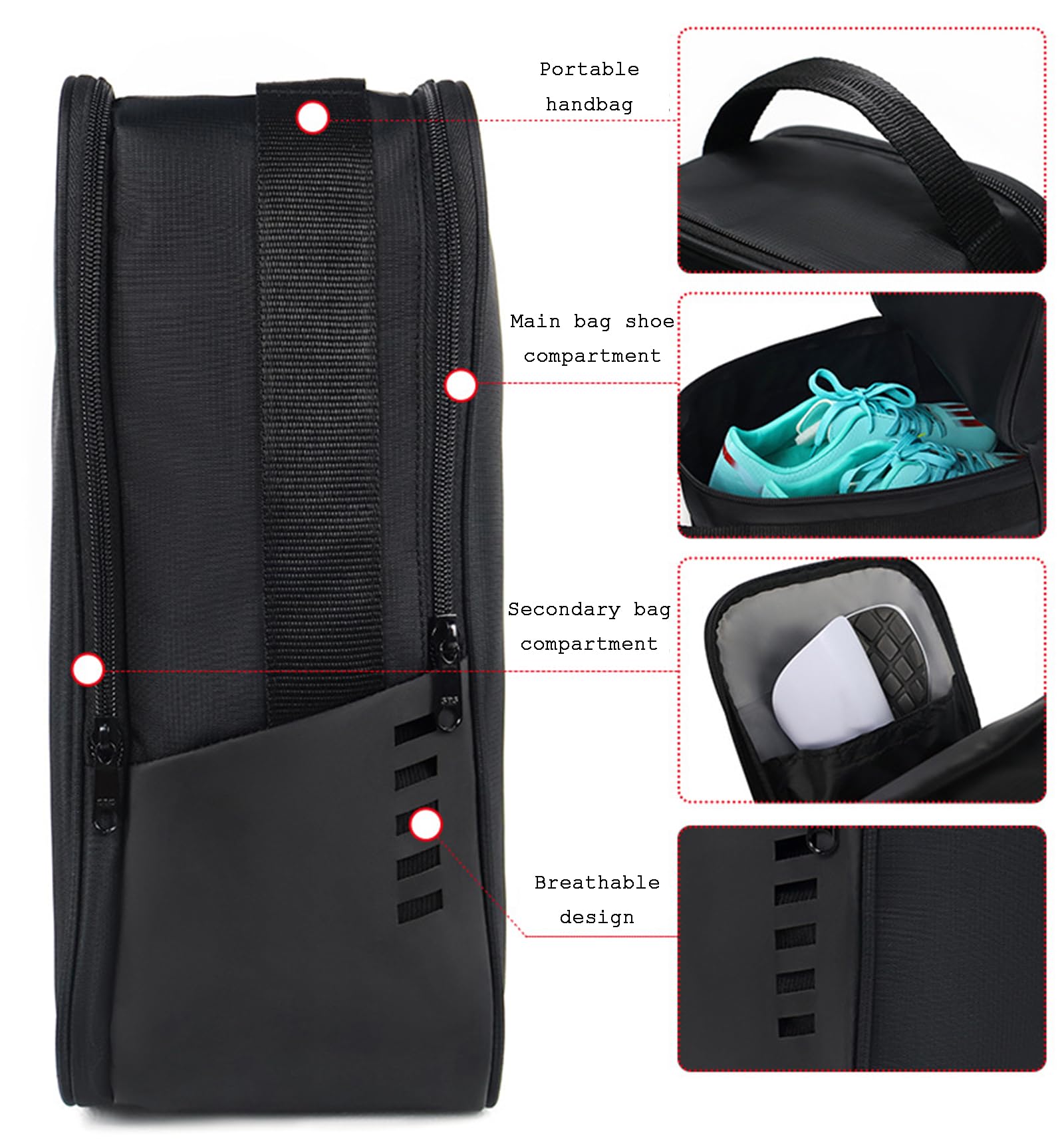 Reise-Schuhtasche, Outdoor-Golfschuhtasche für Damen und Herren, Wasserdicht mit Tragegriff Oben Atmungsaktiv Sportschuh-Tragetasche