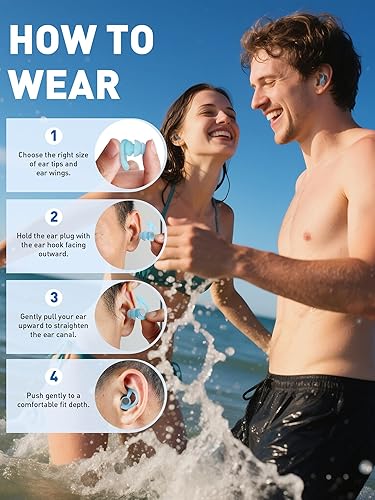 Miniatura 6 de Tapones para los oídos para nadar con cuerda, bloquea el agua, deja entrar el sonido, tapones para los oídos de nadador de ajuste personalizado,