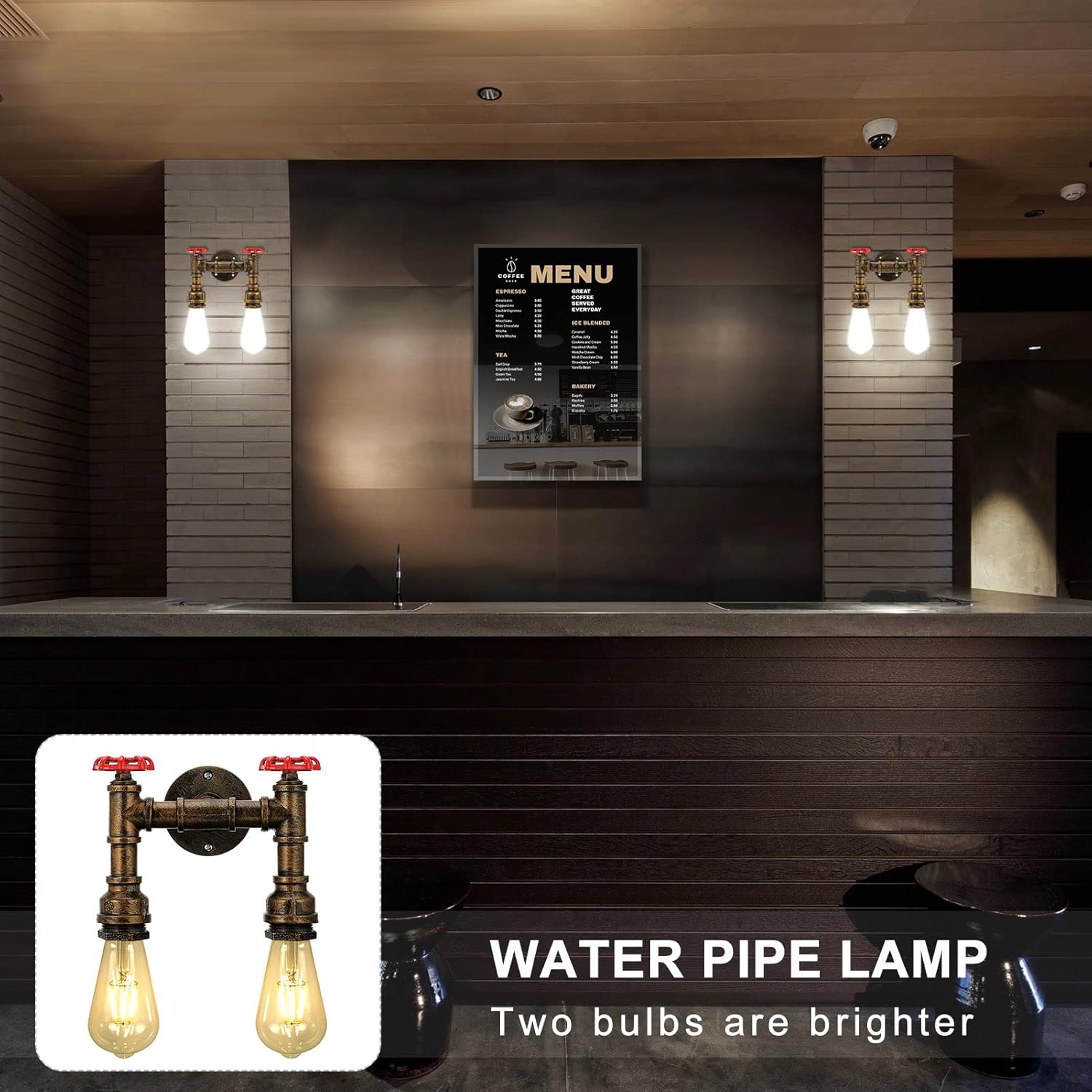 Kawell Vintage Wall Light Fixtures Industrial Retro Wall Sconce Light Creative Water Pipe Wall Lamp Iron Art E26 60W Max for Bedroom Kitchen Restaurant Loft Cafe Bar Hallway