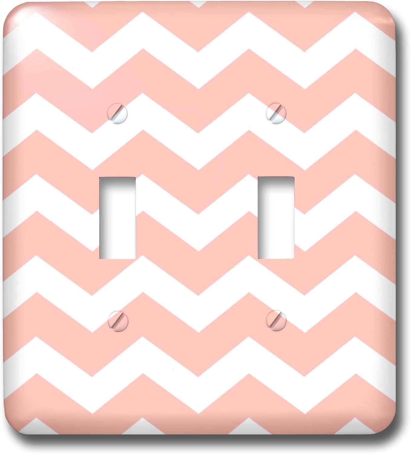 3dRose lsp_179681_2 Pastel Coral Orange and White Zig Zag Chevron Pattern - Salmon Pink Double Toggle Switch