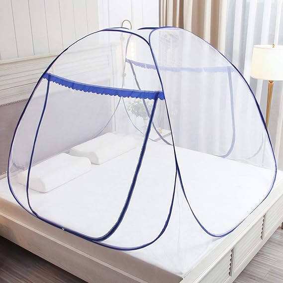 Pop-up Mosquito net Double Bed,L79 x W71 x H59 in Double Door Zip Portable Tent Travel Mosquito net Free-Standing use one Compartment to Install Suitable for Bedroom no Hooks.L200xW180xH150CM