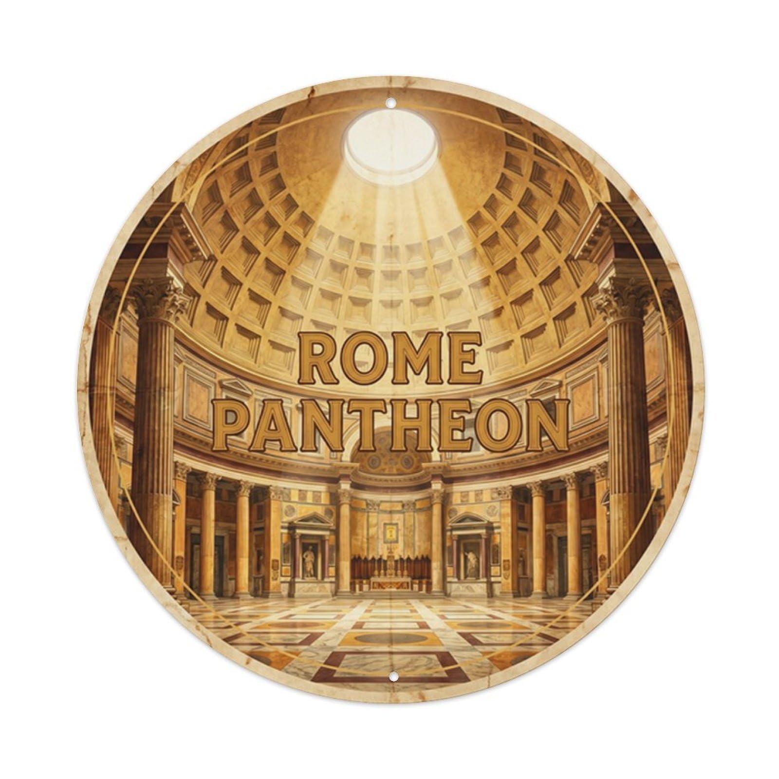 Olhnbad Style Heritage City Pantheon Interior Rome Travel Metal Tin Sign