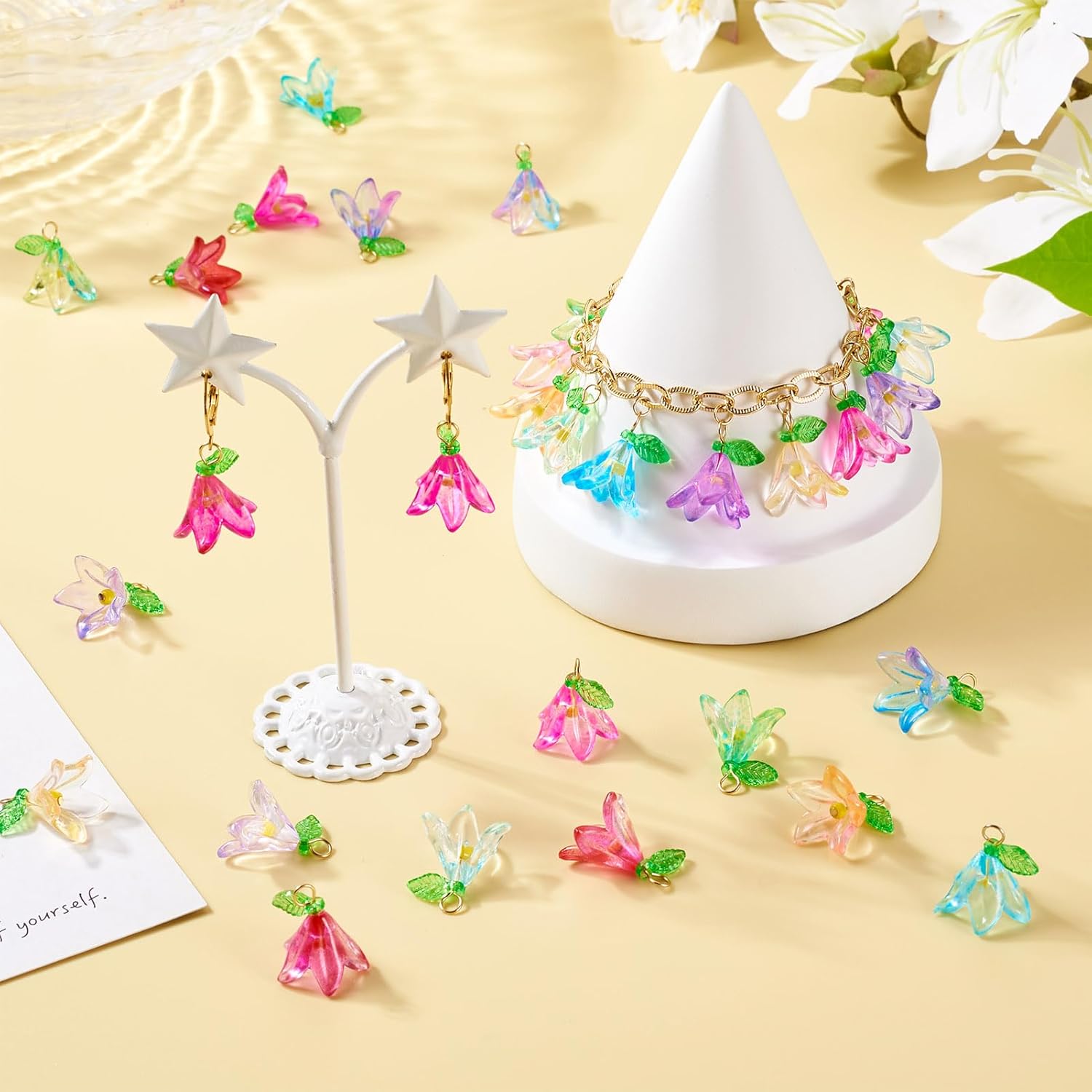 Pandahall Acrylic Flower Charms Floral Leaf Charms Transparent Lily Floral Dangle Charms Crystal Floral Earring Charms for DIY Jewelry Making - Image 3