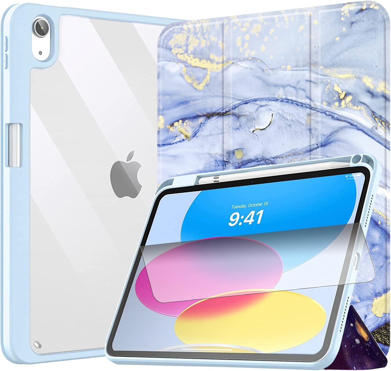 Étui Pour IPad 9,7" 6e/5e Génération 2018/2017 – Rotation à 360 Degrés, Fonction Veille/réveil Automatique, Compatible Avec Apple IPad 9,7" (6e