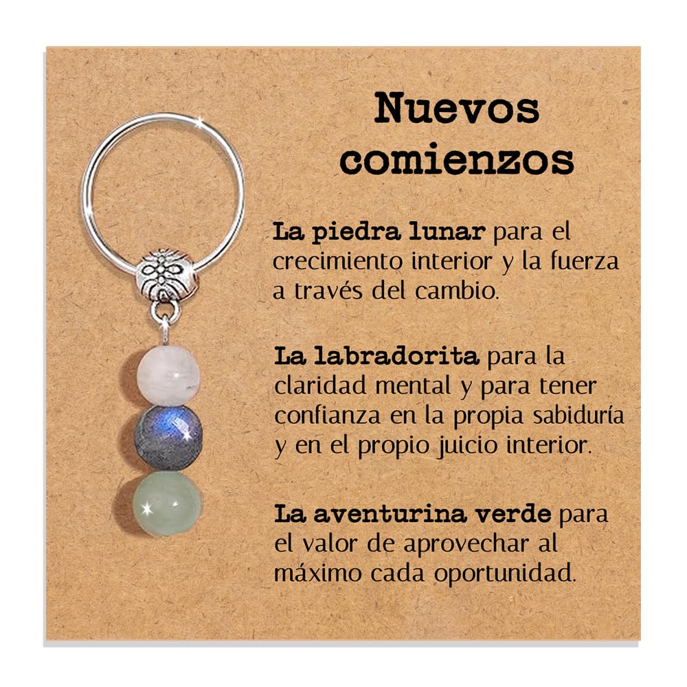 Bramart Llavero Personalizado con Cristales Naturales, Idea de Regalo Nuevos Comienzos Piedras Curativas Regalos para él Hombre para ella Mujer Cristal Sanador Dedicación Especial