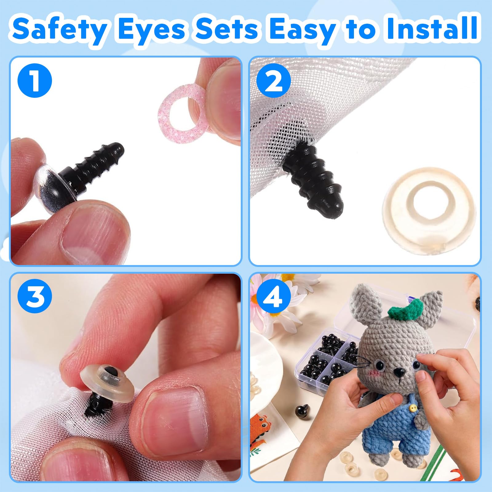 Set 773 Pezzi Occhi E Nasi Sicurezza Per Bambole - Occhi Per Amigurumi E Peluche - Foto 7