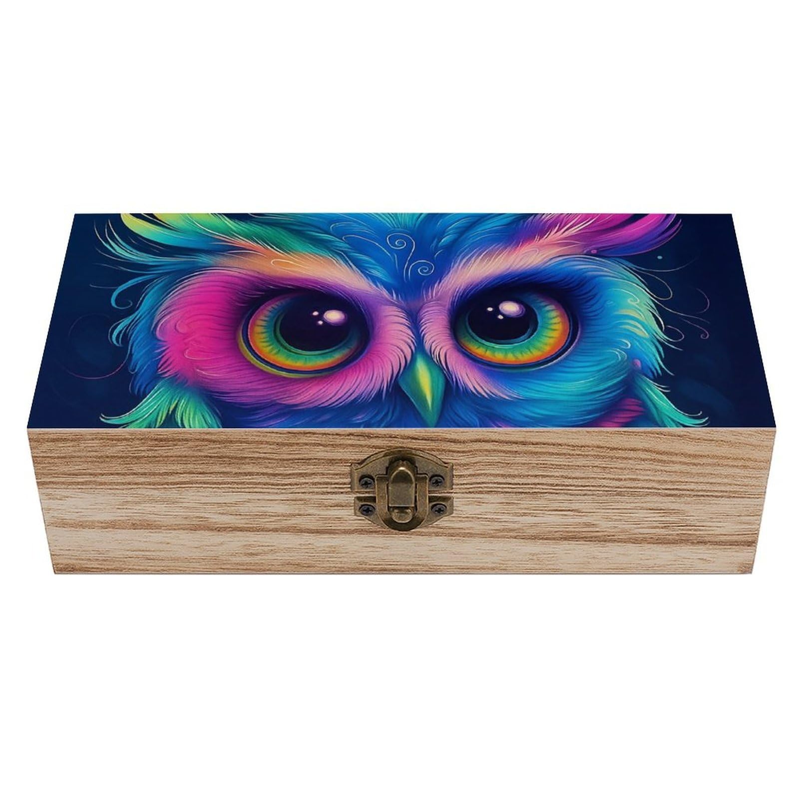 Oudrspo Colorful Owl Retro Wooden Storage Box Keepsake Jewelry Decorative Art Storages Box Gift Boxs