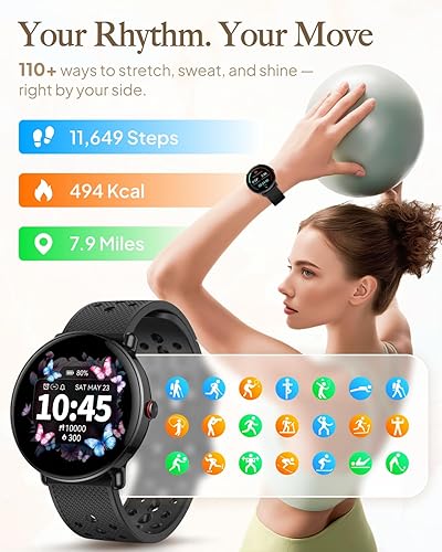 Miniatura 3 de Reloj inteligente para mujeres y hombres, para Android iOS con monitor de sueño y calorías, podómetro, rastreador de fitness, llamada Bluetooth,
