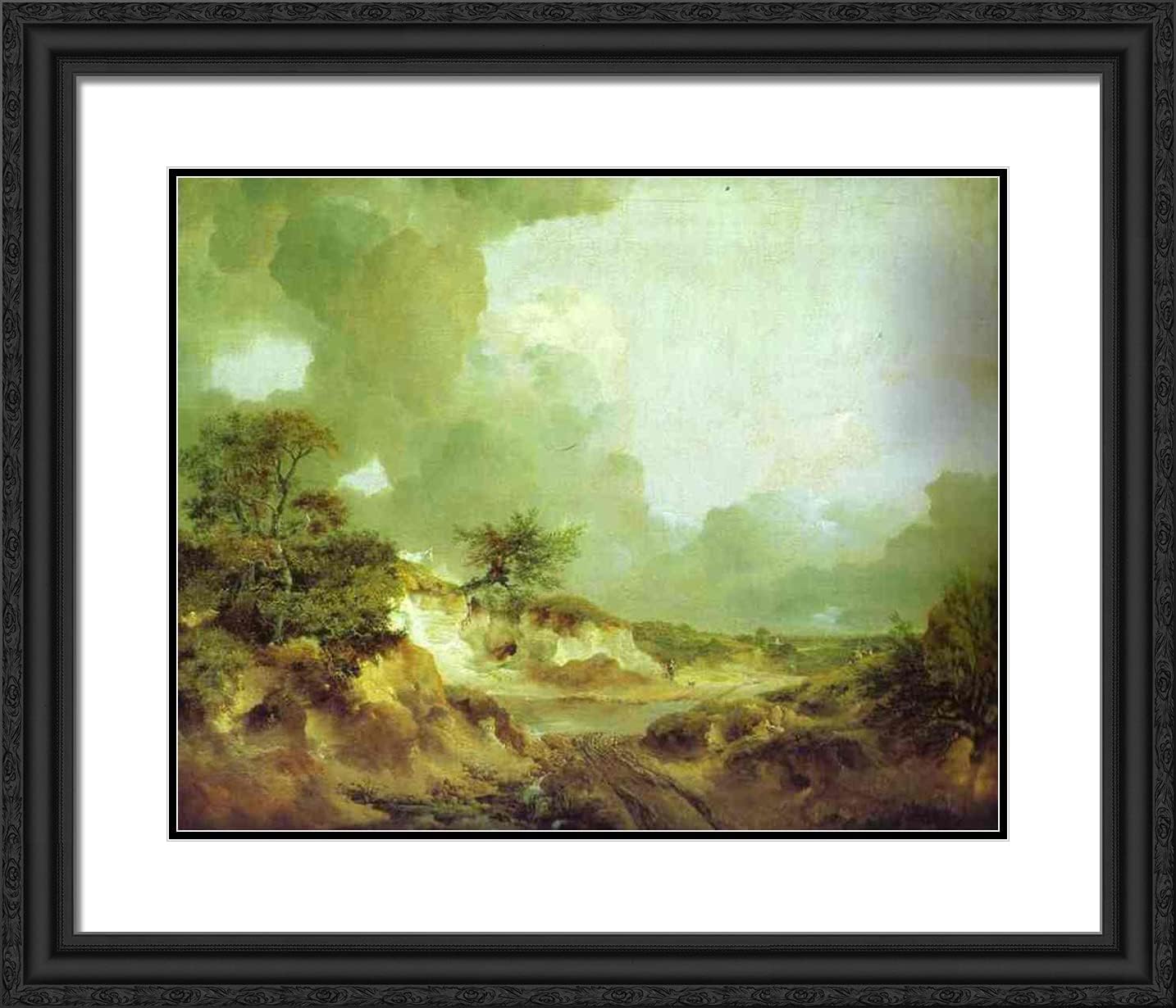 ArtDirect Gainsborough, Thomas 23x20 Gold Ornate Framed Art Print with Double Matting Titled: Landscape With Sandpit
