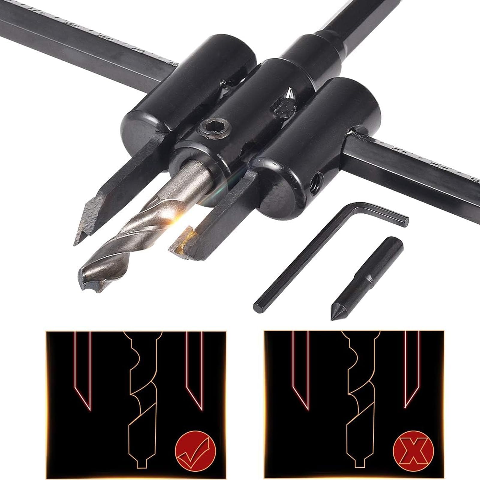 Adjustable Circle Hole Saw Cutter Woodworking Drill Bit,Adjustable 1-Inch to 12-Inches,Heavy Duty Wood DIY Tools(Cutting Diameter:30mm-200mm)