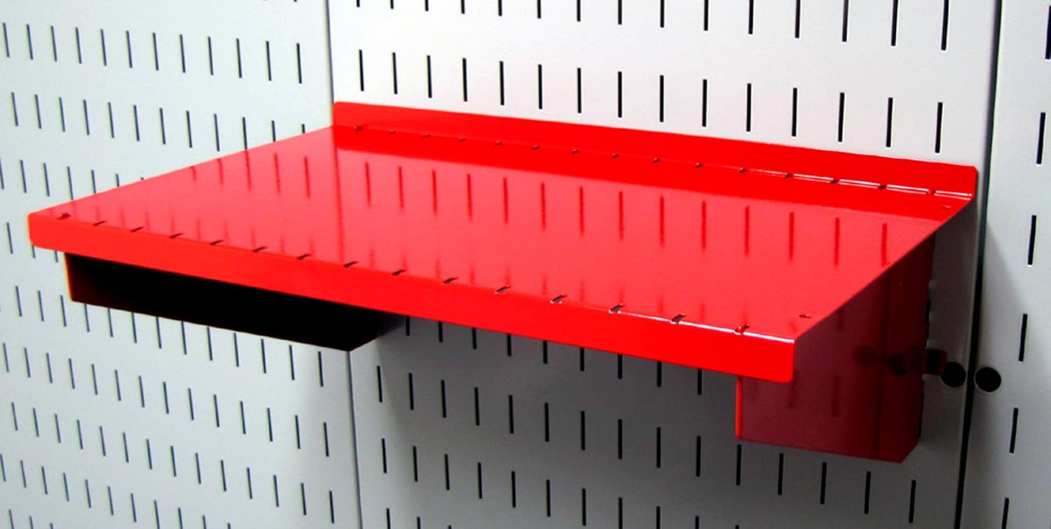 Wall Control Shelf 9in Deep Pegboard Shelf Assembly Pegboard and Slotted Tool Board - Red