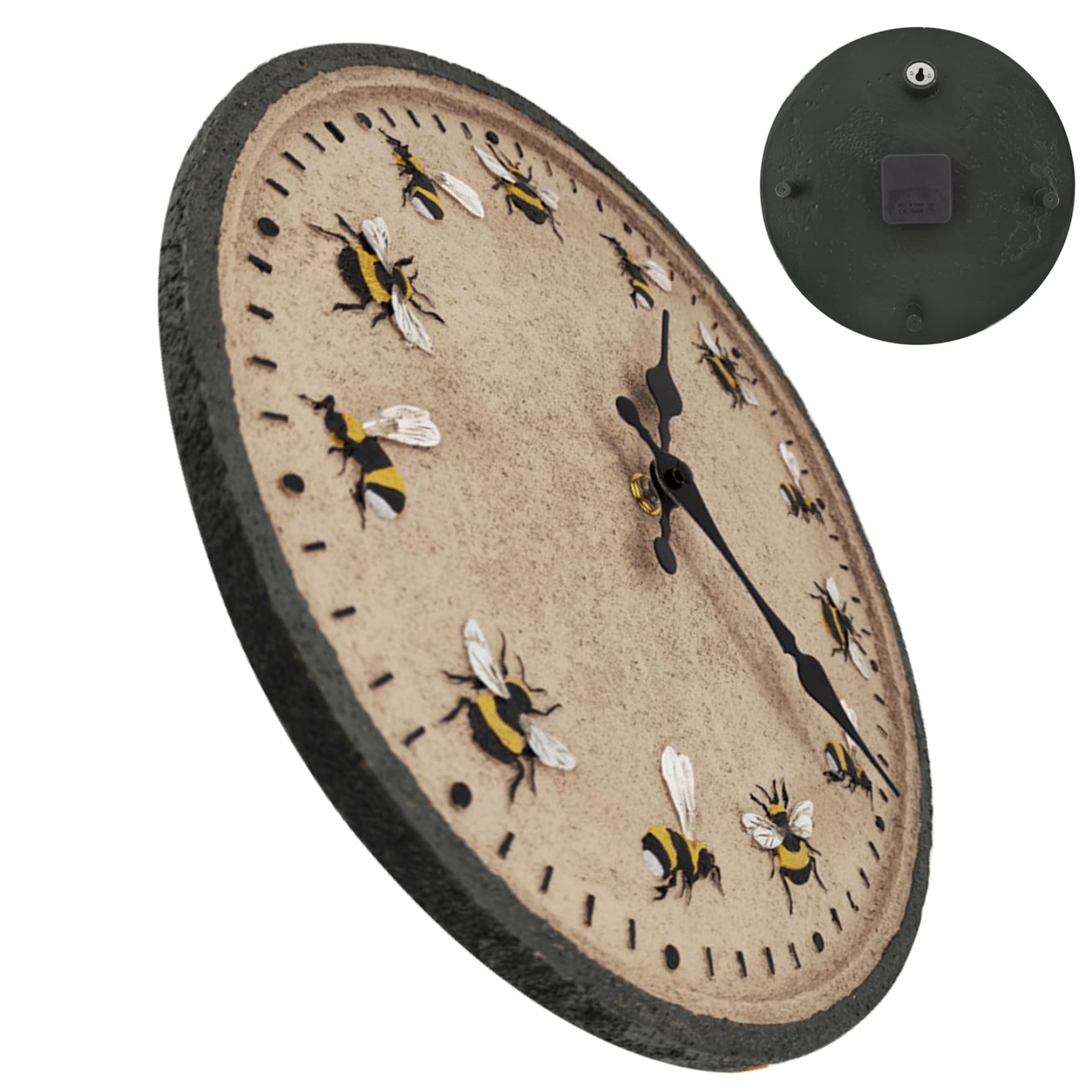 Horloge extérieure 12 ''Horloge de Jardin Ronde IP44 étanche Mur décoratif Abeille pour Jardin Patio Piscine décor Cuisine