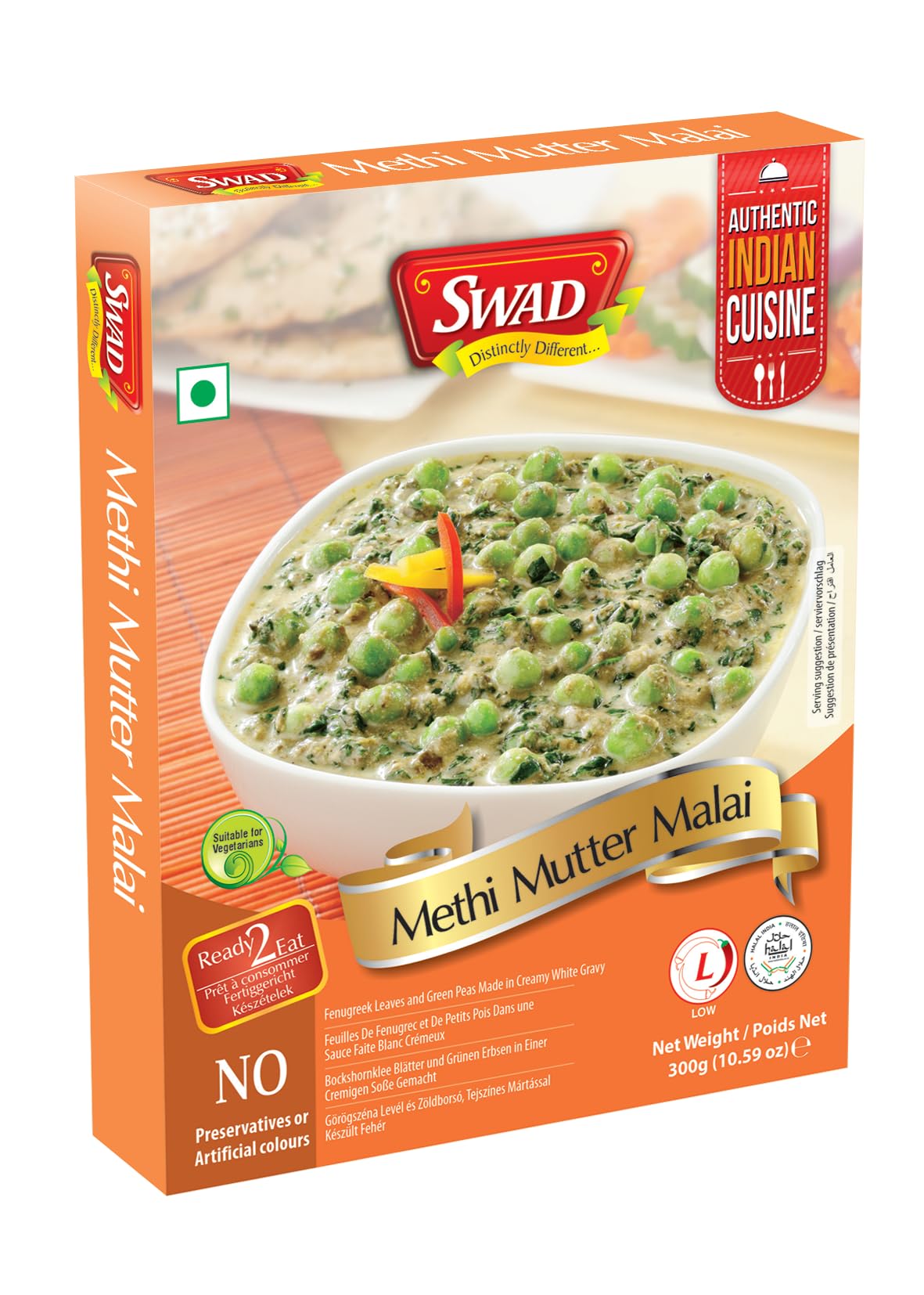 SWAD Ready to Eat Methi Mutter Malai 300g | Just Heat and Eat | Vegetarian Instant Indian Food Mix | No Added Preservative & Colours | Microwave-Able Ready to Eat Meal | Pack of 1-image-27