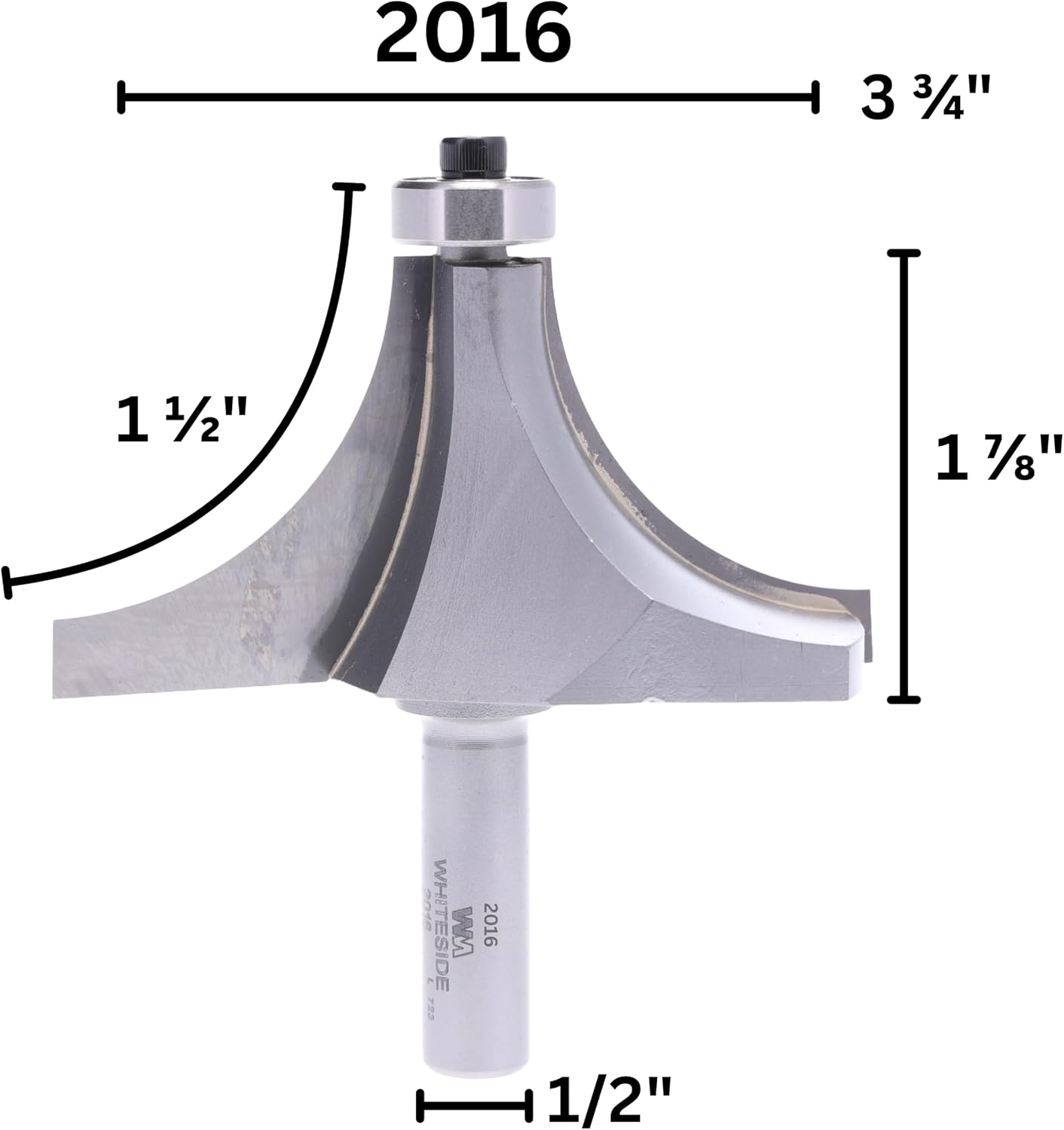 Whiteside Router Bits 2016 Round Over Bit with Ball Bearing