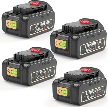 PENGJBATTER 4 Packs 20V 6000mAh High-Capacity Battery Compatible for DeWalt 20V Max Battery DCB206 DCB205 DCB207, Compatible with DeWalt 20 Volt Charger & DCD/DCF/DCG/DCS Cordless Power Tools