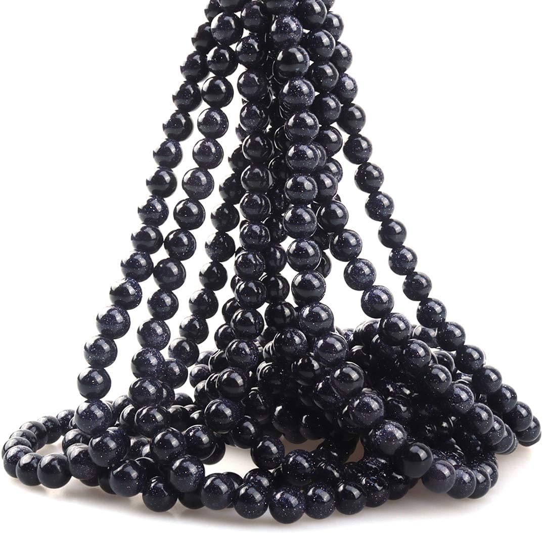 ICAI Beads 4mm Natural Blue Sand Goldstone Round Loose Stone Beads for Jewelry Making DIY Crafts Design 1 Strand 15" APPR.98-100pcs
