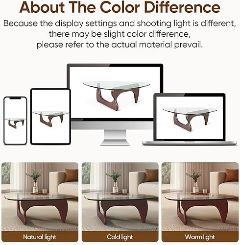 Miniatura 10 de Mesa de café triangular de vidrio moderna, con vidrio transparente vintage y base de madera maciza, mesa auxiliar para sala de estar, oficina,