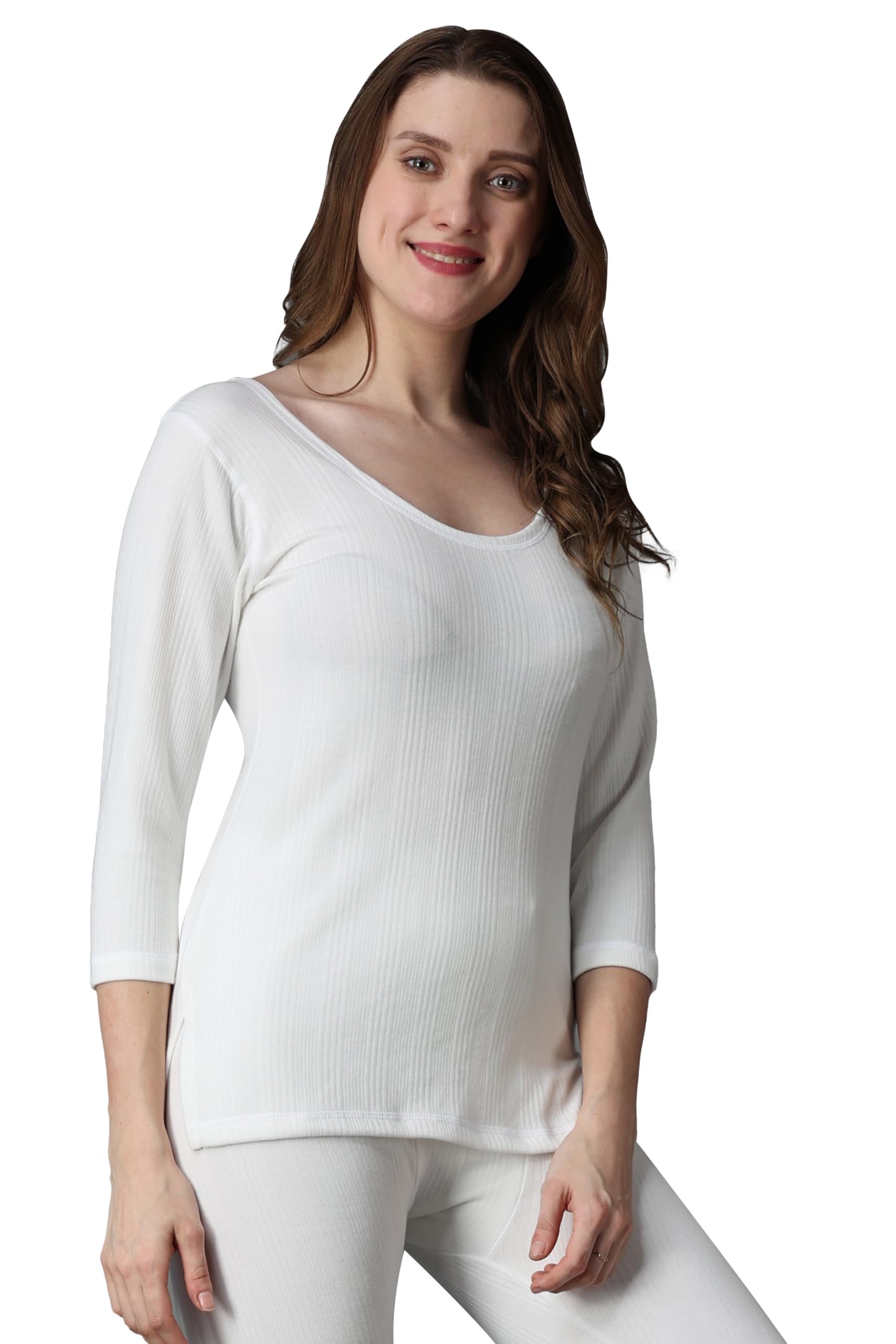 Wearslim® Women's Winter Warmer Thermal Vest 3/4 Sleeves Ultra Soft Scoop Neck Winter Inner Wear Top Johns Underwear