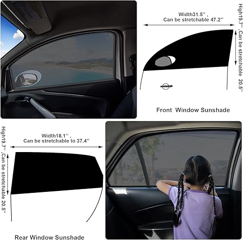 Miniatura 2 de Paquete de 5 mosquiteros para ventana de automóvil, mosquitera para camping, malla transpirable, cubierta de ventana de automóvil para bebé, para