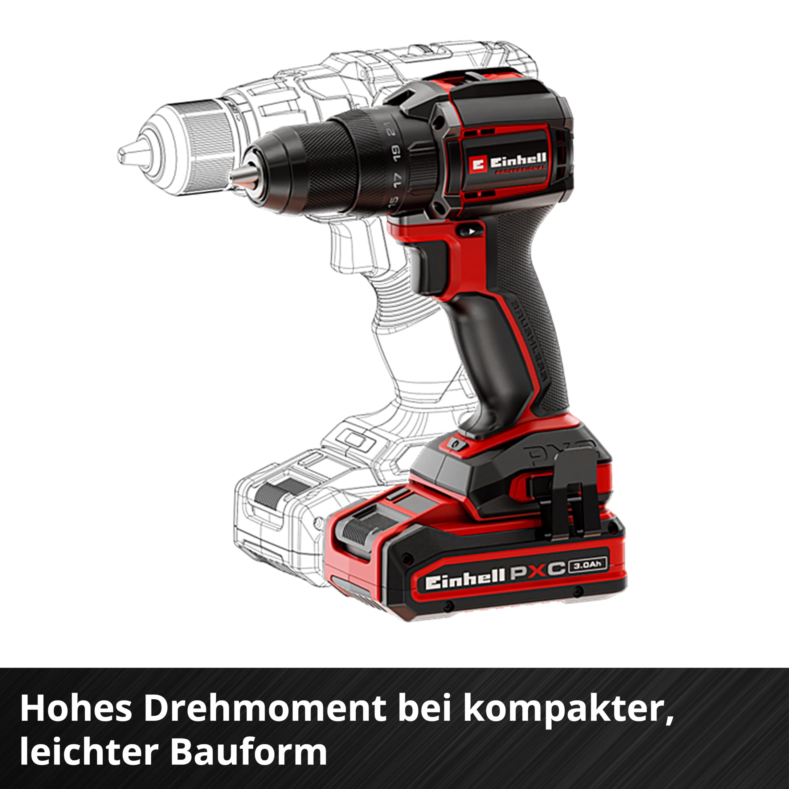 Einhell Professional Akku-Bohrschrauber TP-CD 18/70-C Li BL-Solo | PXC | 18 V | Compact | Brushless | 70 Nm | Anti-Kickback | 13-mm-Metall-Bohrfutter | 2-Gang | ohne Akku