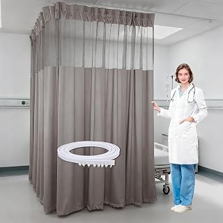 Privacy Curtains Room Divider, Ceiling Mounted Track Sets, Medical Privacy Screen with Mesh Top, Medical Blackout Curtain Flexible Tracks, for Hospital, Medical Clinic, School (16.4W×8.8L ft)