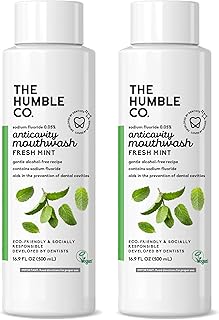 The Humble Co. Anticavity Mouthwash 2pk – Alcohol Free Mouthwash for Oral Care, Gum Health, and Cavity Prevention, Vegan Cruelty Free and Non-Toxic Natural Mouthwash (Mint, 16.9 oz)
