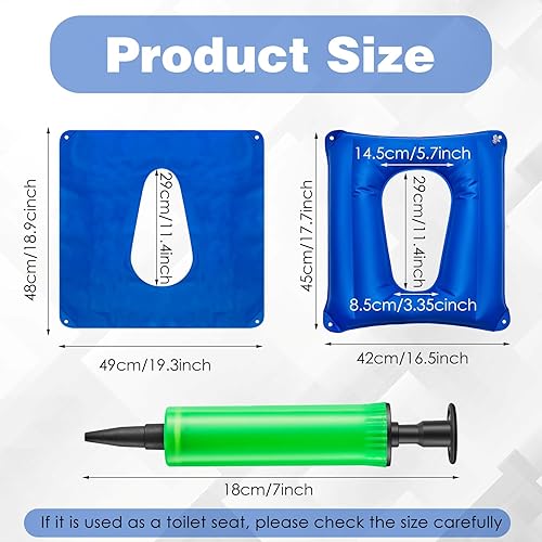 Miniatura 2 de Cojín cuadrado inflable, transpirable, cómodo, cojín inflable para asiento de aire e inflador para sentarse, inodoro, oficina, silla escolar, silla