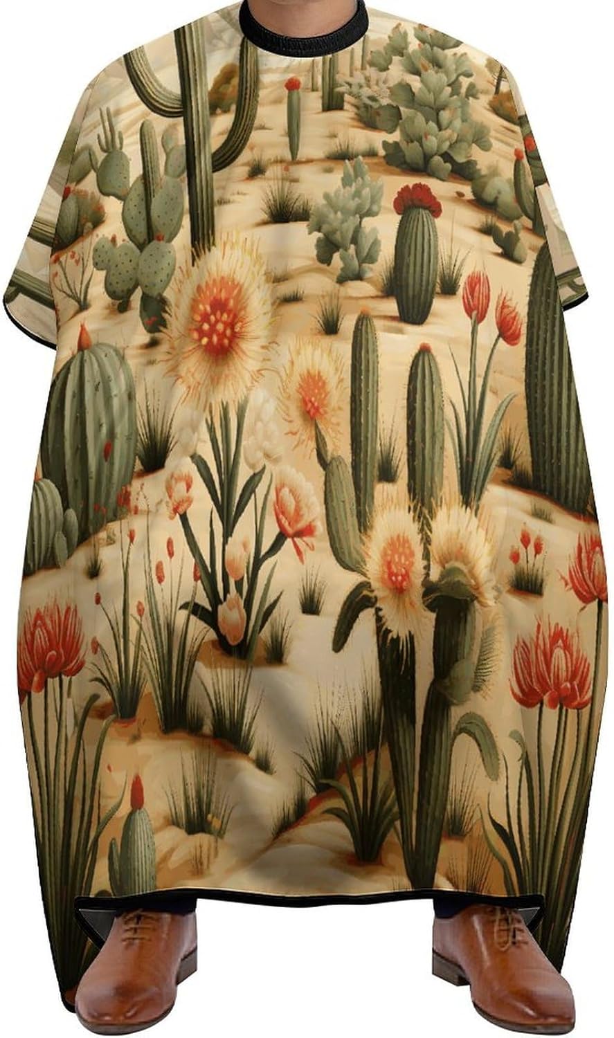 Cactus And Other Patterns Apron for Women Men,Barber Cape with Adjustable Snap Closure,Hair Cutting Cape,66.9 X 56.7 Inches for Hair Dye, Comb-out, Styling, Shampoo