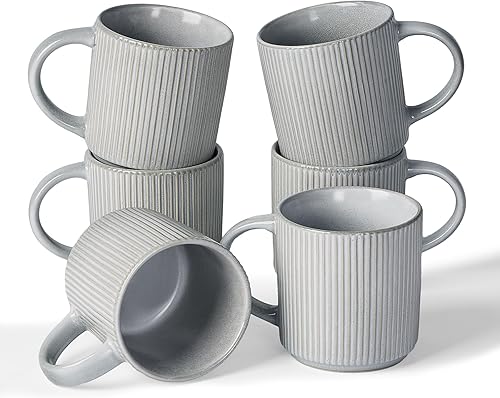 Miniatura 11 de famiware Star - Juego de tazas de café para 4 unidades, 12 onzas, con asa, para café, té, cacao, leche, cerámica, color blanco Blanco
