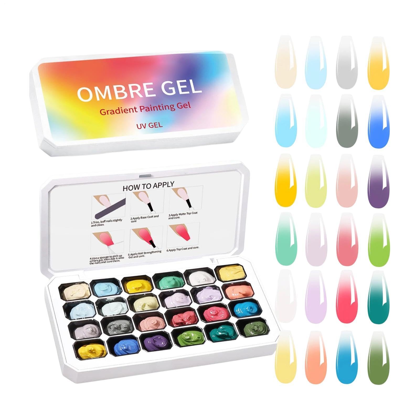 Gel de Pintura para Uñas con 24 Cuadrículas Curado UV LED para Gel Degradado 8